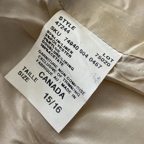 LE CHATEAU Cream Color 95% Linen Shimmery Knee Length Skirt Size 15/16 - Picture 6 of 7